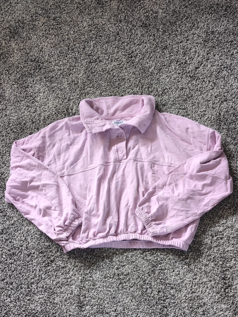 Old Navy Light Pink/Lavender Cropped Pullover Sweatshirt